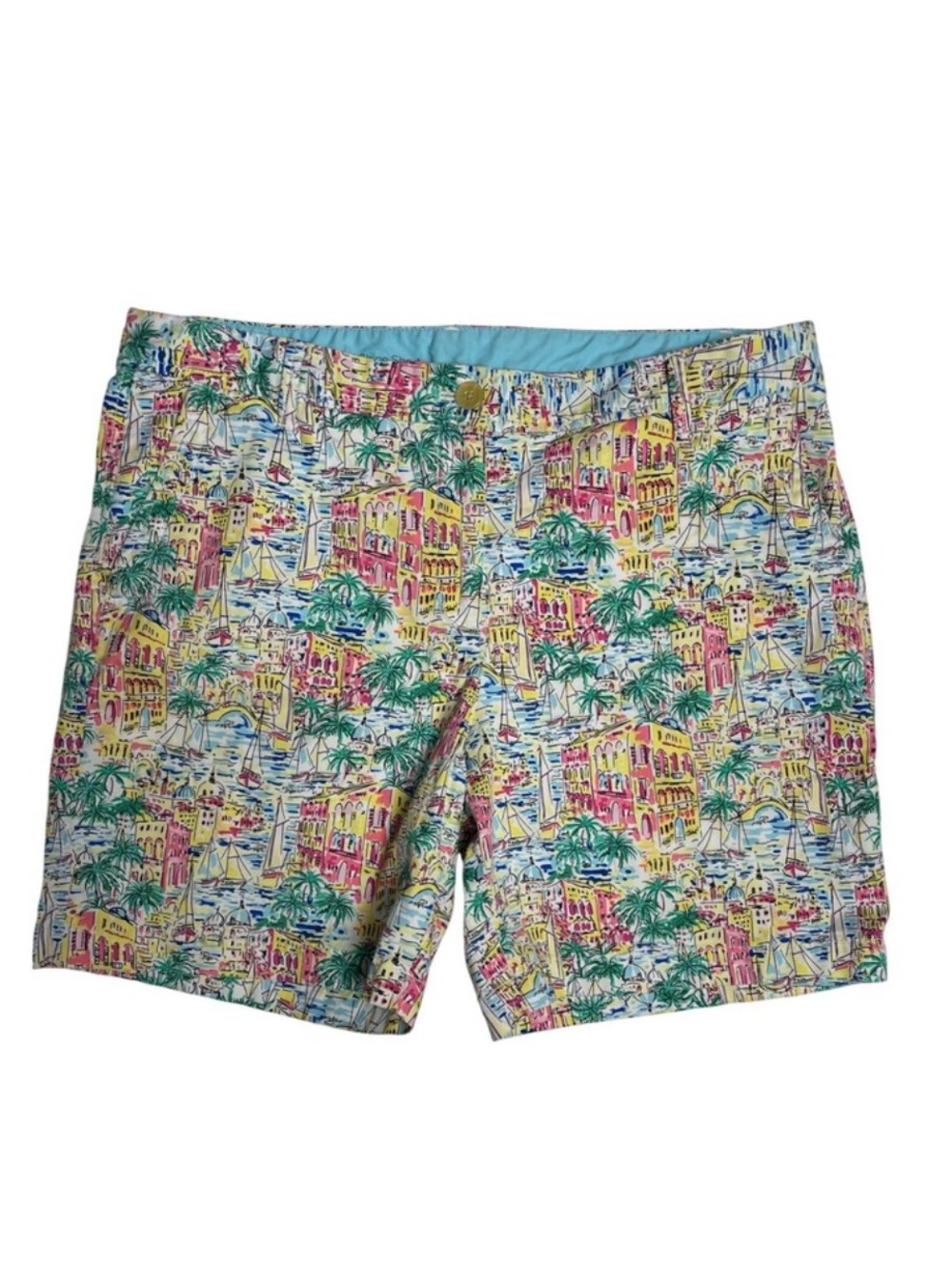 Talbots 18W Girlfriend Santorini Greece Mediterranean scapes chino shorts